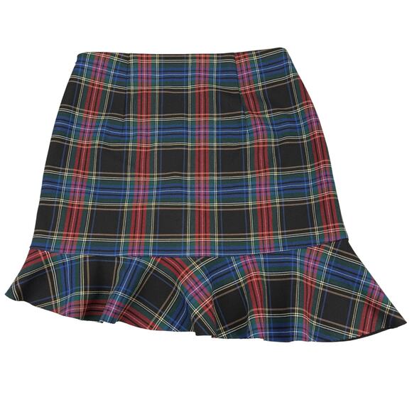 NWT ZARA Tartan Plaid Asymmetrical Ruffle Hem Skirt Sz Small - Picture 7 of 7